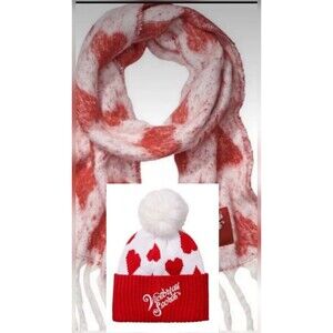 Victorias Secret hat and scarf set beanie hearts winter